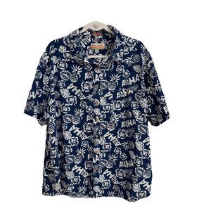 Ocean Pacific OP Aloha Shirt Mens 3XL Blue Pineapple Floral Hawaiin Tropical